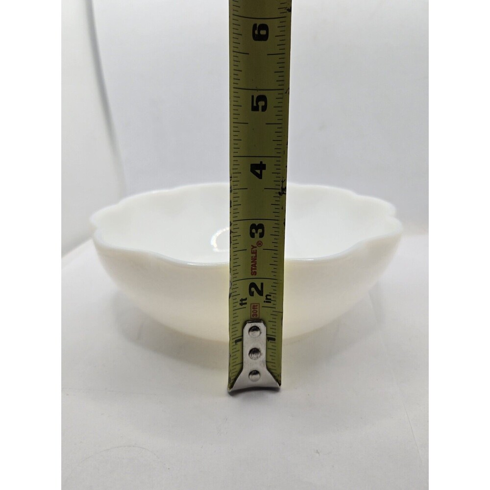 Milk Glass Large Scalloped Bowl 7.25" Pebbled Texture - Picture 8 of 9